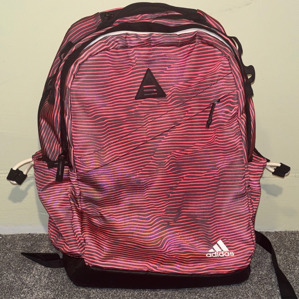 adidas Pink Striped Men's Backpack with Black Accents